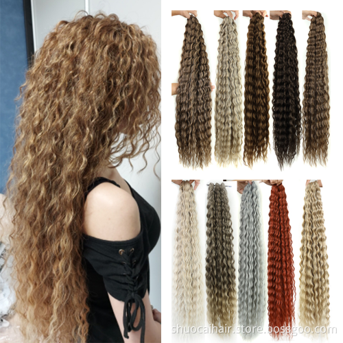 30 Inch Soft Long Water Wave Crochet Hair Synthetic Goddess Braiding Hair Natural Wavy Ombre Blonde Hair Extensions
